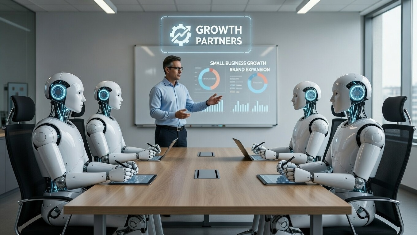 business owner working with robots